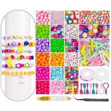 Diy Bead Set With 40 Designs, Over 1000 Beads Mixed With Alphabet Pendant, Satin Cord - Multicolor - View 2