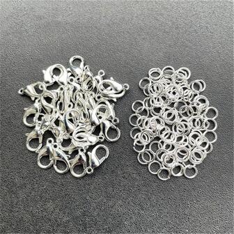 WGRXIRANYKM 20 件/批龙虾扣 40 件/批跳环 适用于手链项链链条 DIY 珠宝制作配件用品