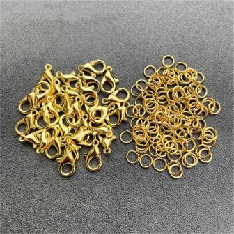 WGRXIRANYKM 20Pcs/Lot Lobster Clasp 40Pcs/Lot Jump Rings For Bracelet Necklace Chains DIY Jewelry Making Findings Supplies