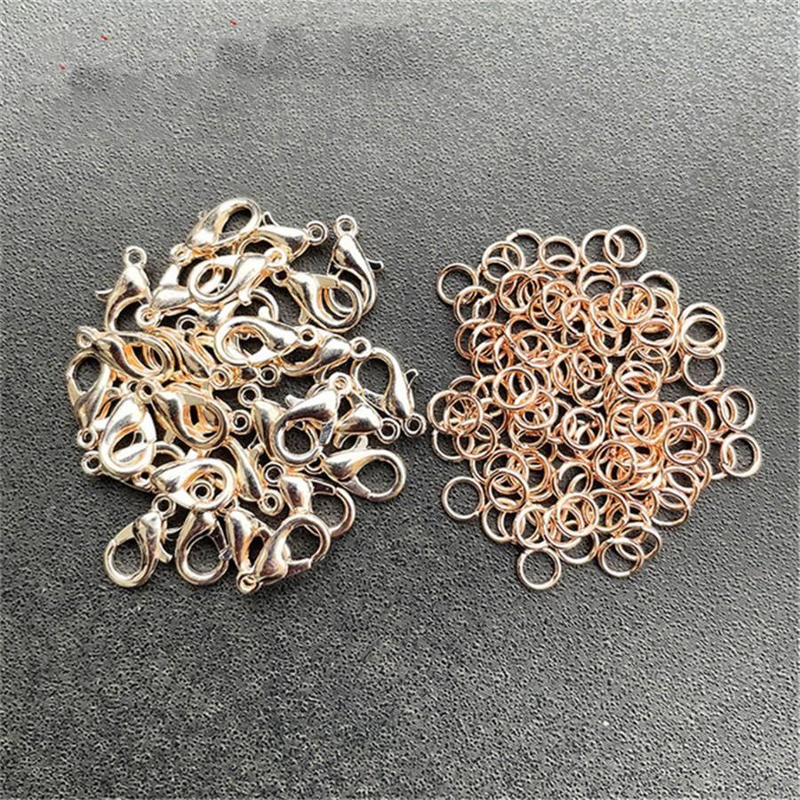 WGRXIRANYKM 20 Cái/lô Móc khóa tôm hùm 40 Cái/lô Vòng nhảy cho vòng tay, vòng cổ, dây chuyền, phụ kiện làm đồ trang sức DIY - KC Vàng - Xem 1