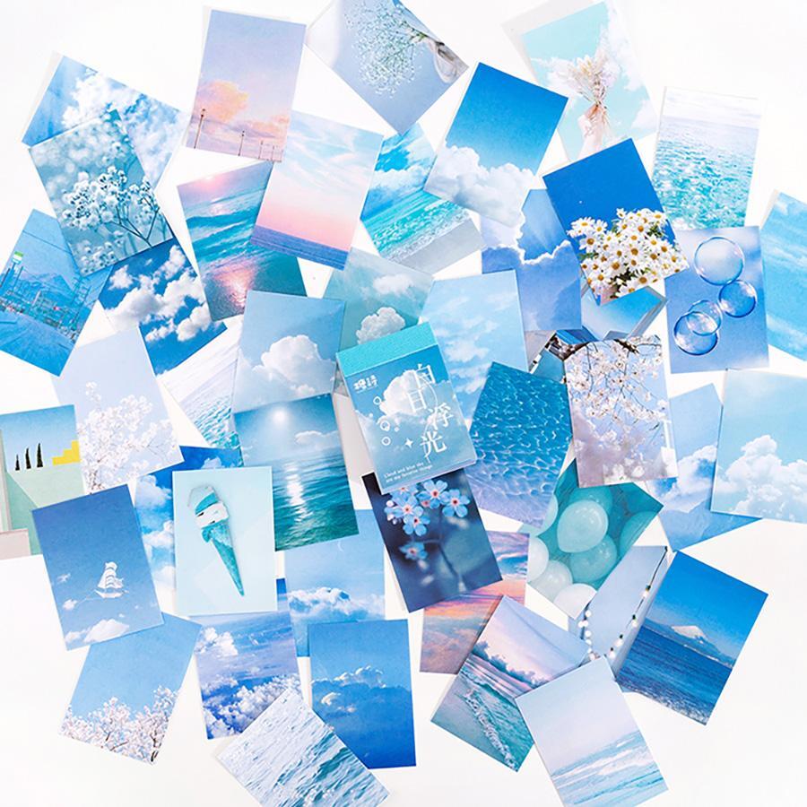 CANDY POETRY 50张风景图案贴纸 返校贴纸 剪贴簿用品 趣味贴纸 笔记本电脑贴纸 Kindle手机贴纸 - 藍色 - 查看 1