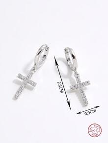1 Đôi Bạc S925 Thiết Kế Cơ Bản Túi Đeo Chéo Nữ Bông Tai Đính Đá - Bạc - Xem 5