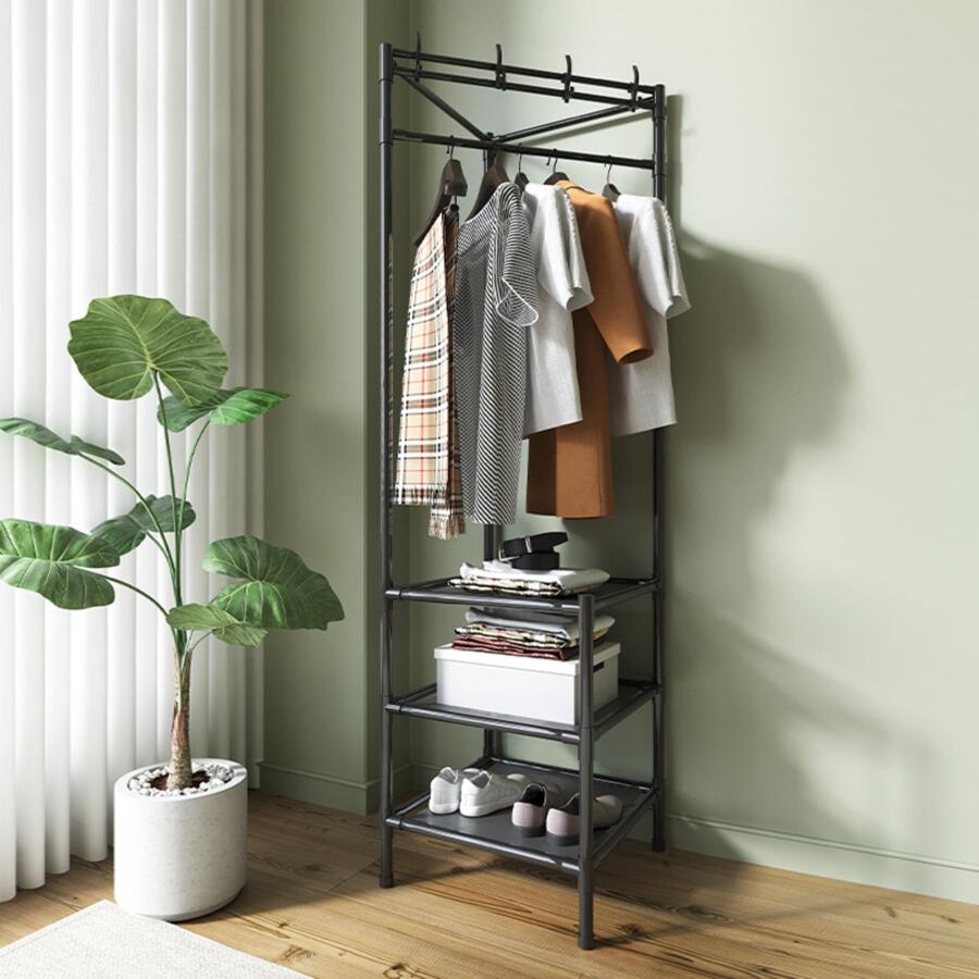 1pc Carbon Steel Corner Hanger, Modern Black Hanger For Home - Black - View 1