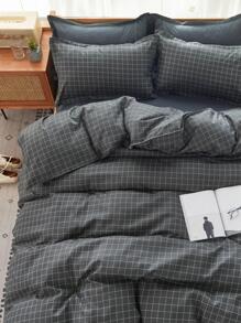 格紋圖案被套套裝不附帶內芯 - 灰色 - 查看 2
