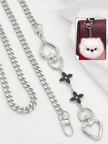 2pcs Heart-shaped Spring Rings Metal Round Hooks Keyrings Adjusting Buckle Open Ring Diy Hardware Accessories - Silver - View 2