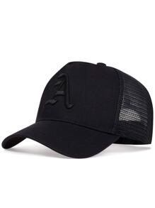 1 gorra de camionero ajustable de moda para hombre con letra bordada para la calle al aire libre - Negro - Ver 1