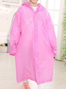 1pc Waterproof EVA Raincoat, Modern Pink Rain Jacket For Camping Raincoat Women - Pink - View 8