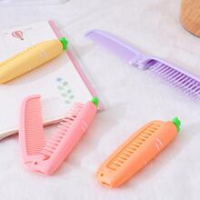 可折疊寬齒梳,1入組卡通設計便攜梳子雙重用途可折疊梳子適用於日常生活 - 粉色 - 查看 2