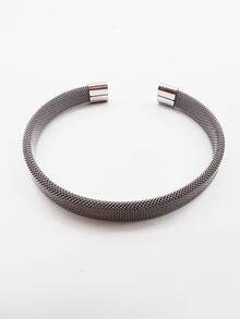 A歐美簡約風男士和女士不銹鋼鋼顏色手環C形狀網紗彈性打開手環