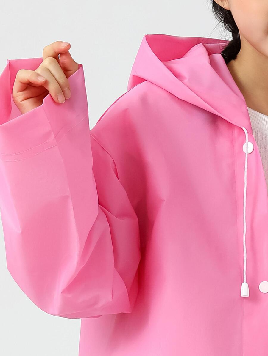 1pc Waterproof EVA Raincoat, Modern Pink Rain Jacket For Camping Raincoat Women - Pink - View 1