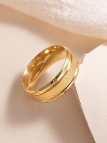 紋理質感磨砂戒指 - 金色 - 查看 2
