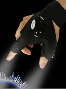1pair Luminous Fishing Gloves - Black - View 1