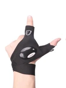 1pair Luminous Fishing Gloves - Black - View 2