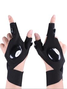 1pair Luminous Fishing Gloves - Black - View 4