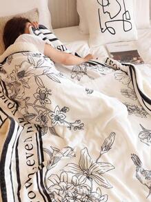 1 chiếc chăn nhẹ in vải nỉ dùng cho máy lạnh mùa hè, chăn mềm đa chức năng dùng cho gia đình, phòng ngủ, ghế sofa, văn phòng để nâng cấp cuộc sống gia đình bạn - trắng - Xem 3