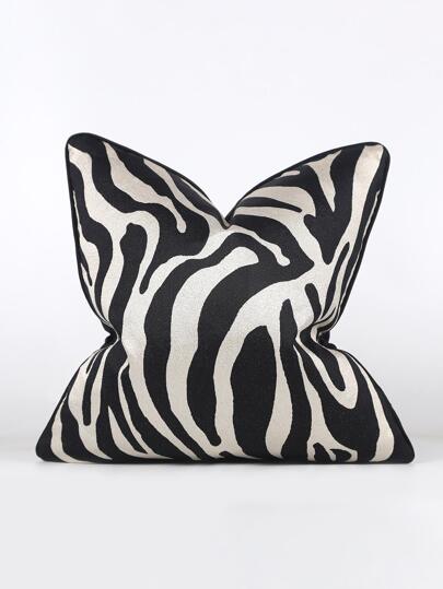 1 件现代简约黑咖啡色斑马条纹提花抱枕套，适用于沙发、客厅、卧室，45 厘米 * 45 厘米/17.7 英寸 * 17.7 英寸，家居装饰、房间装饰、办公室装饰、客厅装饰，（无枕芯）