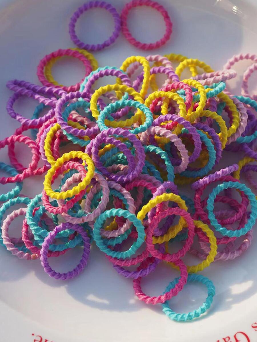 100 chiếc dây buộc tóc co giãn dễ thương mới, không gây hư tổn tóc, dùng để buộc tóc đuôi ngựa, dây chun buộc tóc, dây chun co giãn, dây chun buộc tóc, phụ kiện tóc, phụ kiện đội đầu. - Nhiều màu - Xem 1