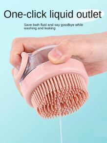 1pc Silicone Pet Bath Brush - Pink - View 1