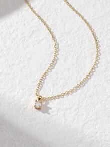 1 vòng cổ thời trang đơn giản phong cách cổ điển solitaire vòng cổ kim cương cho phụ nữ - Vàng - Xem 3
