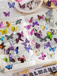 40入組隨機蝴蝶花園主題防水貼紙,適用於手帳、杯子、塗鴉、行李箱、水樽裝飾 - 彩色 - 查看 3