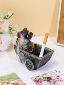 1入組樹脂裝飾煙灰缸現代狗設計家居煙灰缸 - 彩色 - 查看 2