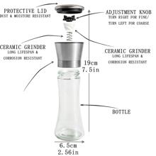 Premium Stainless Steel Salt And Pepper Grinder Set Of 1 - Adjustable Ceramic Sea Salt Grinder & Pepper Grinder - Tall Glass Salt And Pepper Shakers - Pepper Mill & Salt Mill - White - View 2