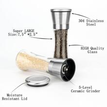 Premium Stainless Steel Salt And Pepper Grinder Set Of 1 - Adjustable Ceramic Sea Salt Grinder & Pepper Grinder - Tall Glass Salt And Pepper Shakers - Pepper Mill & Salt Mill - White - View 3