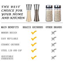 Premium Stainless Steel Salt And Pepper Grinder Set Of 1 - Adjustable Ceramic Sea Salt Grinder & Pepper Grinder - Tall Glass Salt And Pepper Shakers - Pepper Mill & Salt Mill - White - View 7