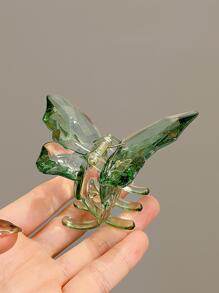 2 件装女士仙女般可爱绿色/棕色彩虹蝴蝶风格轻质塑料发夹，时尚百搭，高端，优雅，简约发饰，适合日常外出、休闲、派对、通勤、度假、洗脸、沐浴、化妆，搭配其他发饰、发饰、爪子等。街头蝴蝶结、学校、Y2k 发夹发夹发夹发夹接发夹，学校用品，大学秋冬爪夹 - 彩色 - 查看 3