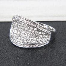 Fashionable & Simple Full Rhinestone Ring - White - View 4