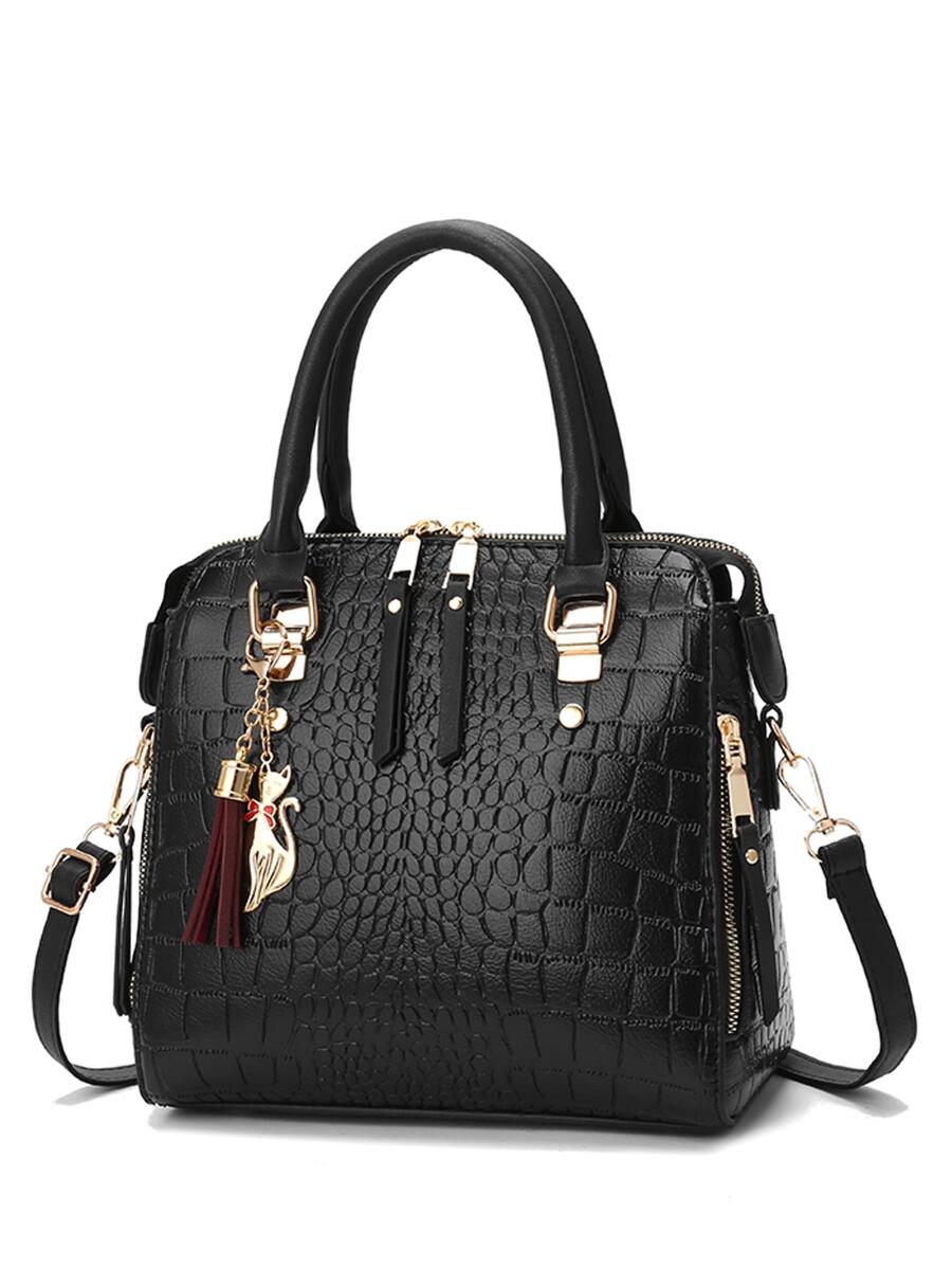 Checkered Pattern Nylon Mini Crossbody Bag, Fashionable And Small Bag, Elevate Your Style With This Handbag - Perfect For The Office & Party Beyond!, Mother Day Gifts, Mom Gifts, Mommy's Essentials, Mommy Bag For Going Out - Black - View 1