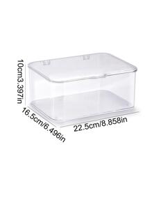 1入組塑膠桌面收納盒帶套,極簡風格透明防塵收納託盤適用於手機外殼