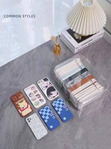 1入組塑膠桌面收納盒帶套,極簡風格透明防塵收納託盤適用於手機外殼