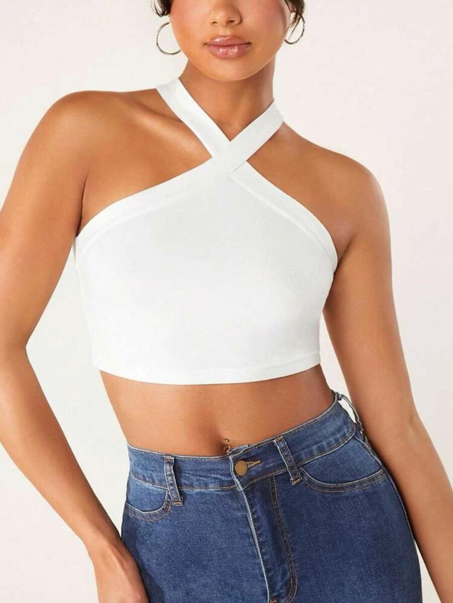 Cropped feminino Alça cruzada Larga 2 cm veste de varias formas tecido super leve em Viscolycra confortável!!!