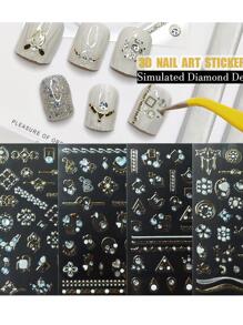 A小金光閃閃美甲貼紙,30床單3D金屬質感金色發亮彩虹色奢華指甲自黏式貼花適合女士女孩沙龍家庭DIY