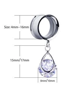 A時髦透明方晶鋯石水滴吊墜耳機合適適合女士日常穿著 - 銀色 - 查看 4