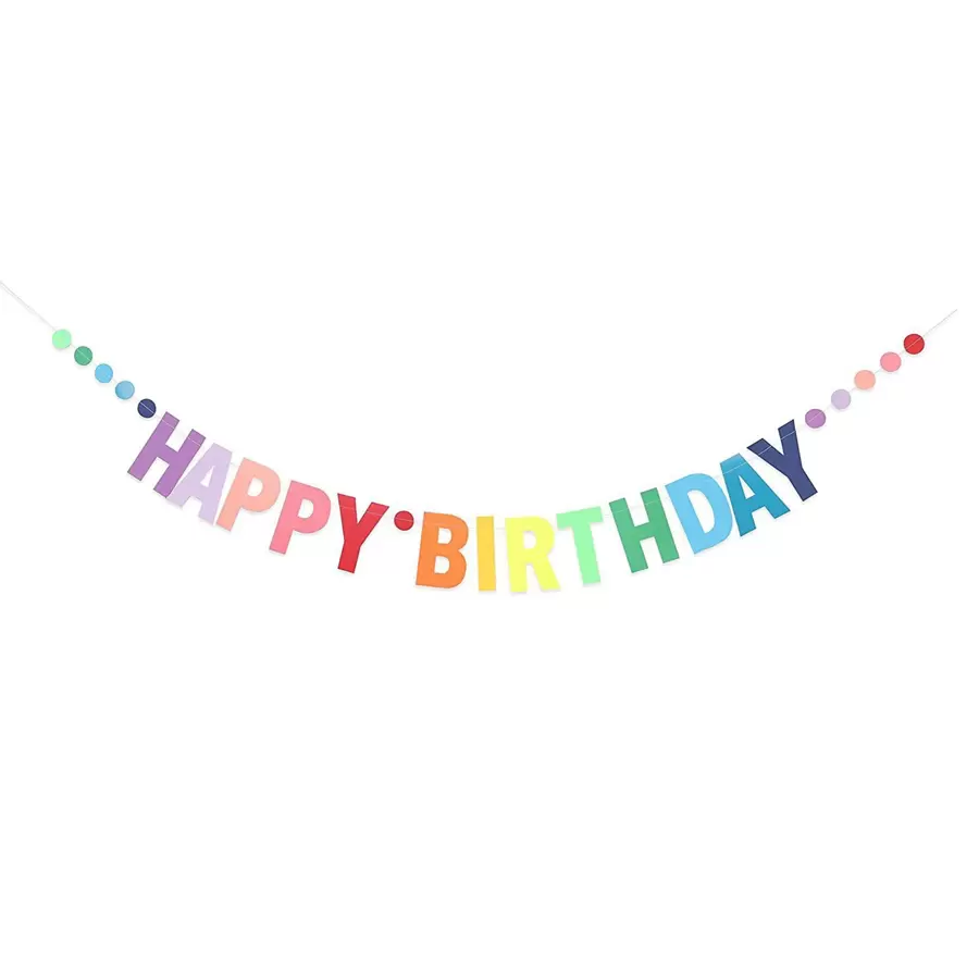 Rainbow Color Happy Birthday Banner,Christmas - Multicolor - View 1