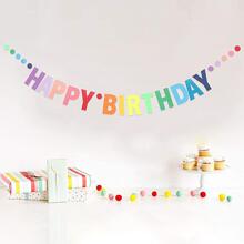 Rainbow Color Happy Birthday Banner,Christmas - Multicolor - View 2