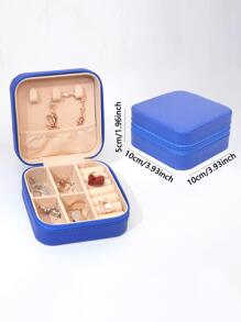 1pc Royal Blue Jewelry Storage Box, Modern Multi-grid Jewelry Organizer Storage Case For Home - Royal Blue - View 2