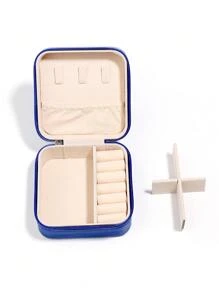 1pc Royal Blue Jewelry Storage Box, Modern Multi-grid Jewelry Organizer Storage Case For Home - Royal Blue - View 6