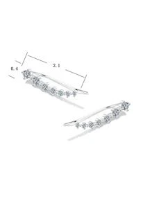 1對純銀方晶鋯石裝飾耳釘 - 銀色 - 查看 7