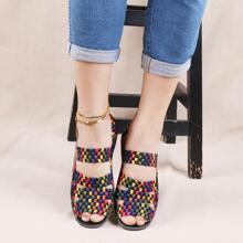 露趾凉鞋 色彩鲜艳 透气 夏季风格 手工轻便鞋 - 深灰色 - 查看 2