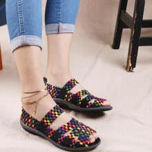 露趾凉鞋 色彩鲜艳 透气 夏季风格 手工轻便鞋 - 深灰色 - 查看 1