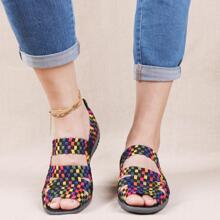 露趾凉鞋 色彩鲜艳 透气 夏季风格 手工轻便鞋 - 深灰色 - 查看 3