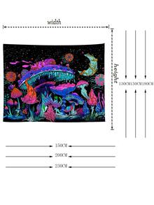 1入組植物,蘑菇,月亮圖案掛毯 - 彩色 - 查看 4