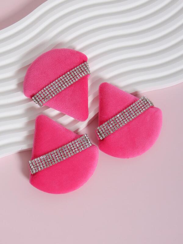 makeup puff,3pcs Triangular Diamond Loose Puffs soft velvet powder puff