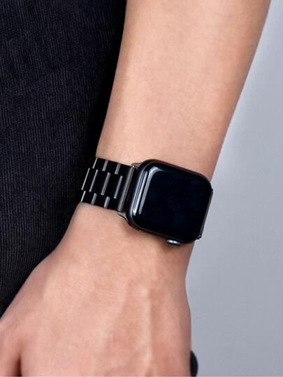 Black Stainless Steel Watch Band, Compatible With Apple Watch, Fits 42mm, 38mm, 40mm, 41mm, 44mm, 45mm, 46mm, 49mm Models. Fashionable Smart Watch Replacement Band, Suitable For Apple Watch Series Ultra2, Ultra SE2, SE 11, 10, 9, 8, 7, 6, 5, 4, 3, 2, 1 And More. Unisex, Ideal Gift For Students Back To School.