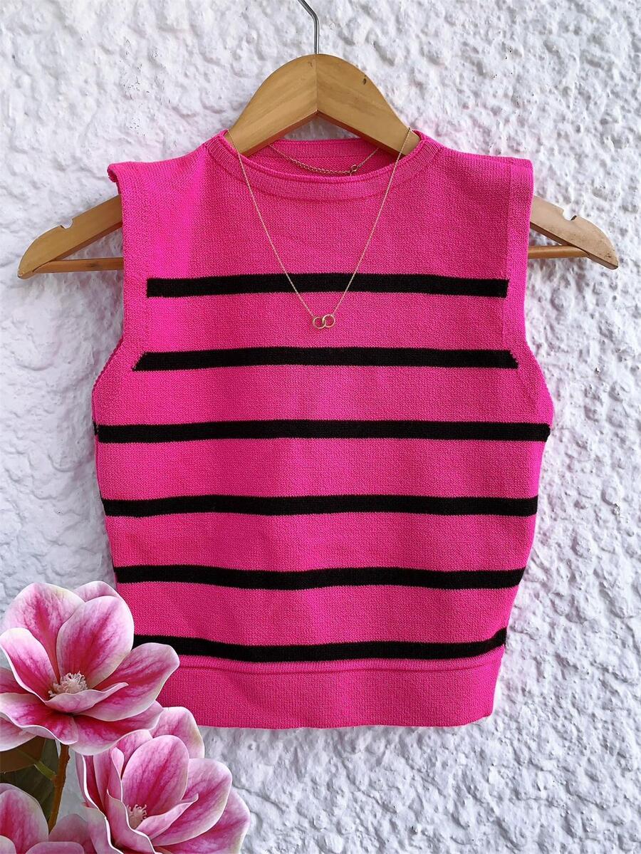 Women Knit Tops - 玫紅色 - 查看 1