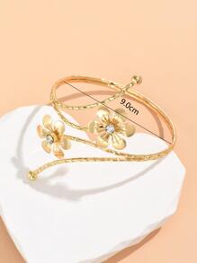 1 pieza Brazalete tipo brazalete con decoración de flor metálica y rhinestone, adecuado para uso diario, combina con vestidos formales, fiestas en la playa y festivales de música, etc. San Valentín, Mamá, Madre, Día de la Madre, Regalo