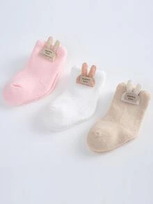 3雙男嬰字母貼飾襪子適用於日常生活 - 彩色 - 查看 2